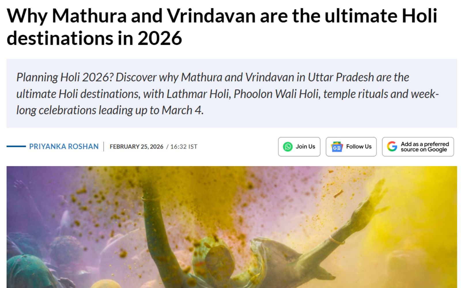 Why Mathura and Vrindavan are the Ultimate Holi Destinations in 2026
