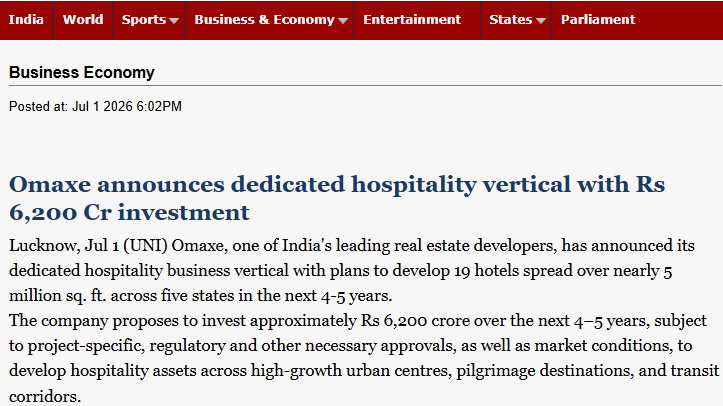  Omaxe's ₹6,200 Cr Hotel Plan Boosts Property in Vrindavan